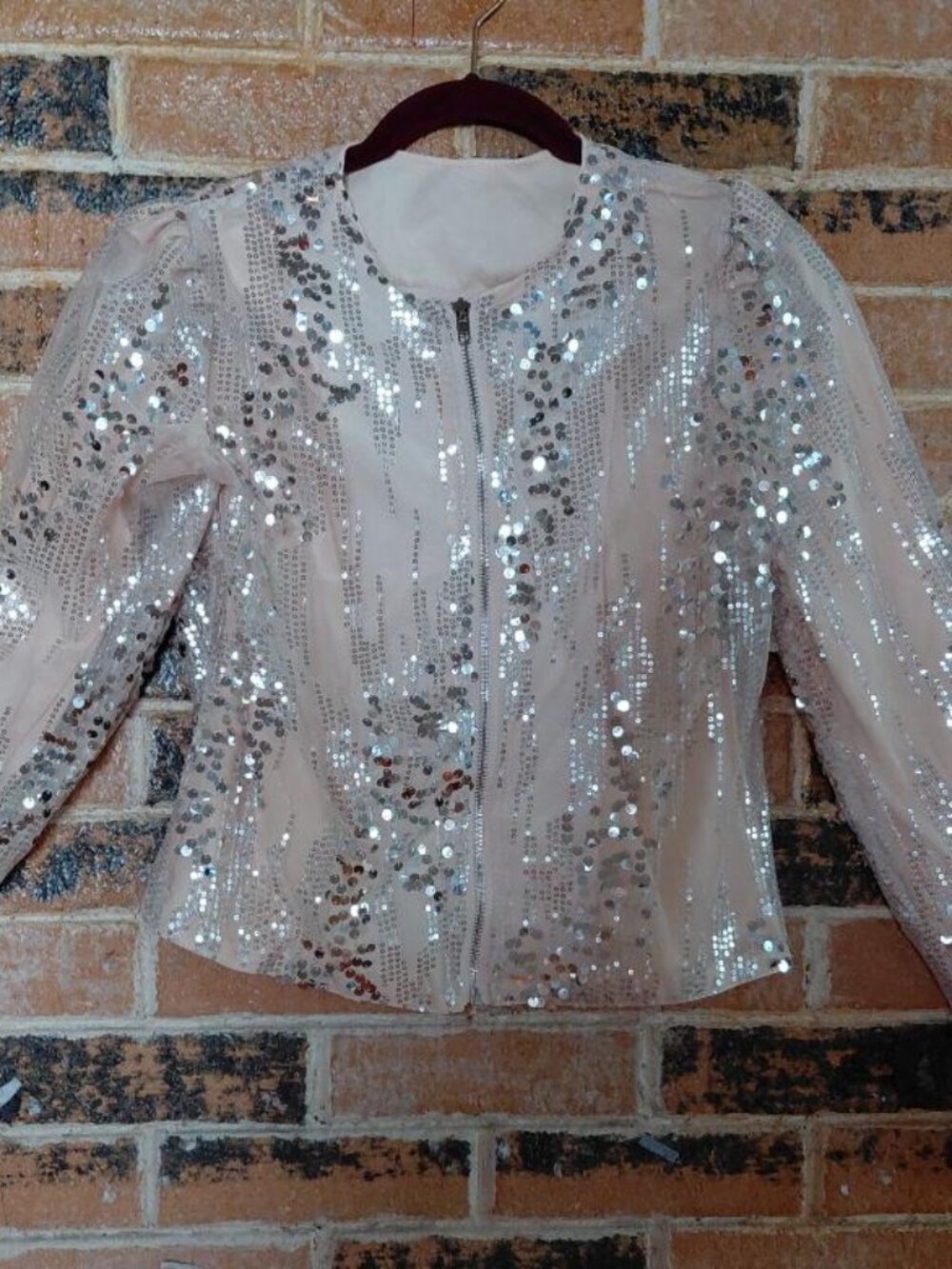 Beige Mesh Sequin Jacket
